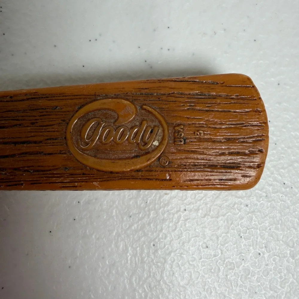 Vintage GOODY USA Faux Wood Grain Vented Styling Hair Brush Ball Tipped 6